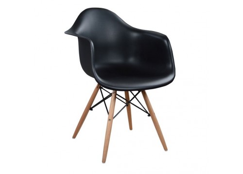 Πολυθρόνα με ξύλινα πόδια και κάθισμα μαύρο 64X60X81 (4τεμ)