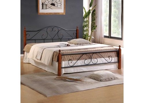 Μεταλλικό κρεβάτι διπλό με ξύλινα πόδια για στρώμα διάστασης 150x200 εκ.