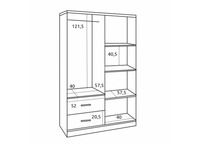 Ντουλάπα τετράφυλλη σε απόχρωση sonama 118,8x42x181cm