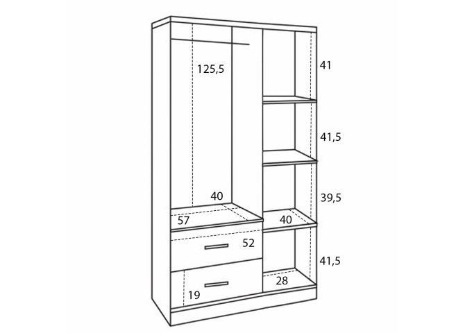 Ντουλάπα τρίφυλλη σε απόχρωση zebrano 89,2x42x181cm