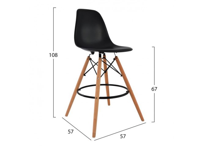 Μοντέρνο σκαμπώ bar  με μαύρο κάθισμα 47x50x108εκ