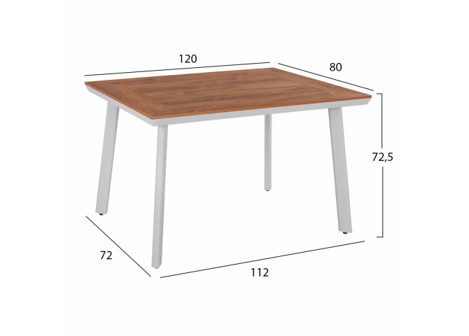 ΤΡΑΠΕΖΙ ΑΛΟΥΜΙΝΙΟΥ ΜΕ POLYWOOD ΛΕΥΚΟ 120x80x72