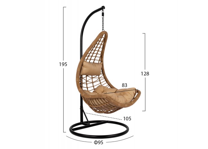 ΚΡΕΜΑΣΤΗ ΠΟΛΥΘΡΟΝΑ ΦΩΛΙΑ ΜΕ WICKER & ΜΑΞΙΛΑΡΙΑ ΜΠΕΖ Φ95Χ195Υ