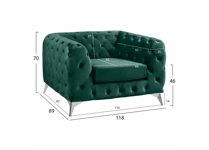 ΠΟΛΥΘΡΟΝΑ CHESTERFIELD ΚΥΠΑΡΙΣΣΙ ΒΕΛΟΥΔΟ  118x89x70Υεκ.