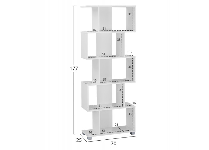 ΒΙΒΛΙΟΘΗΚΗ ΜΕΛΑΜΙΝΗΣ HM2385.04 ΛΕΥΚΗ 70x25x177 εκ.