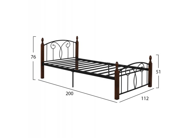 ΚΡΕΒΑΤΙ SUZIE HM600 ΜΕΤΑΛΛΟ ΞΥΛΟ ΓΙΑ ΣΤΡΩΜΑ 110Χ190 εκ.