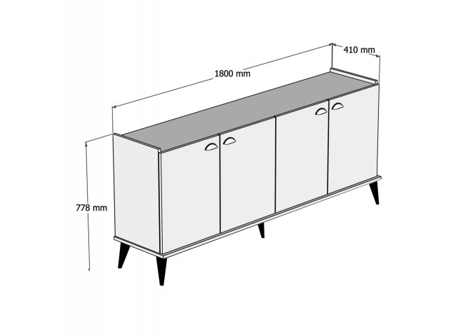 ΜΠΟΥΦΕΣ ΜΕΛΑΜΙΝΗΣ HM9045.01 NATURAL WOOD ΜΑΥΡΟ ΜΑΡΜΑΡΟ 180x41x77,8Y εκ.