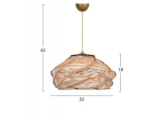 ΦΩΤΙΣΤΙΚΟ ΟΡΟΦΗΣ ΚΡΕΜΑΣΤΟ HM7365.01 ΑΠΟ ΞΥΛΟ ΚΑΙ BAMBOO ΦΥΣΙΚΟ 36x36x65Υ εκ.
