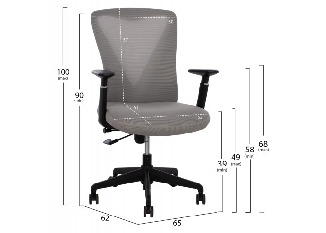 ΚΑΡΕΚΛΑ ΓΡΑΦΕΙΟΥ SUPERIOR ΓΚΡΙ HM1170.10 65x62x100 εκ.