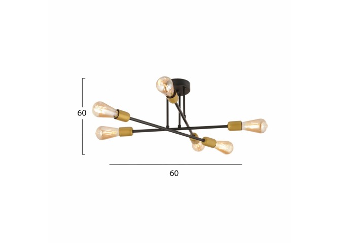 ΦΩΤΙΣΤΙΚΟ ΟΡΟΦΗΣ ΠΟΛΥΦΩΤΟ ΜΕΤΑΛΛΙΚΟ ΜΑΥΡΟ ΧΡΥΣΟ HM7427.01 60x60 εκ.
