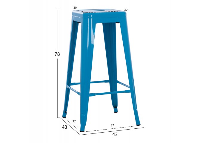 ΣΚΑΜΠΟ BAR ΜΕΤΑΛΛΙΚΟ MELITA ΣΕ ΜΠΛΕ HM8642.08 43x43x78 εκ.