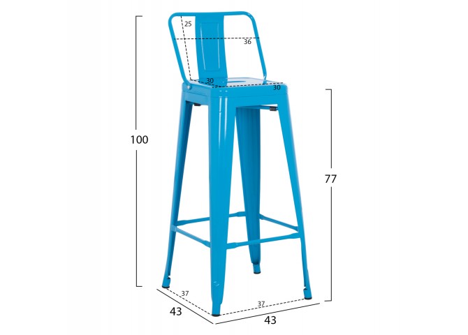 ΣΚΑΜΠΟ BAR ΜΕΤΑΛΛΙΚΟ MELITA ME ΠΛΑΤΗ ΜΠΛΕ HM8643.08 43Χ43Χ100εκ.