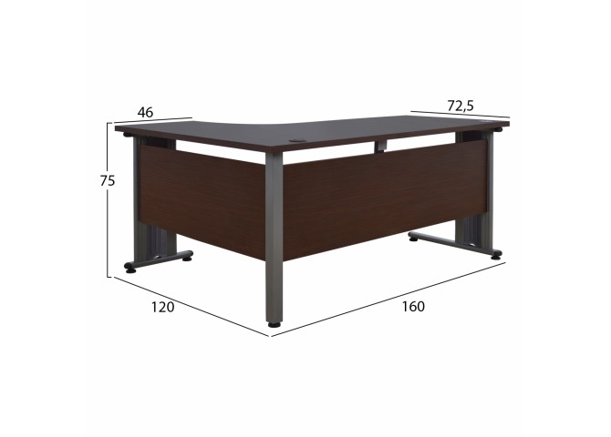 Γωνιακό γραφείο με δεξιά γωνία 160x120cm σε wenge απόχρωση