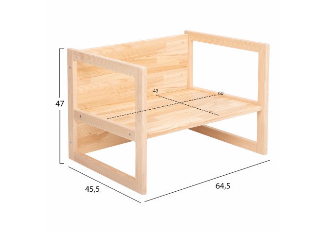ΠΑΙΔΙΚΟ ΞΥΛΙΝΟ ΠΑΓΚΑΚΙ-ΤΡΑΠΕΖΙ MIKO HM9289 ΦΥΣΙΚΟ 64,5x45,x47Y εκ.