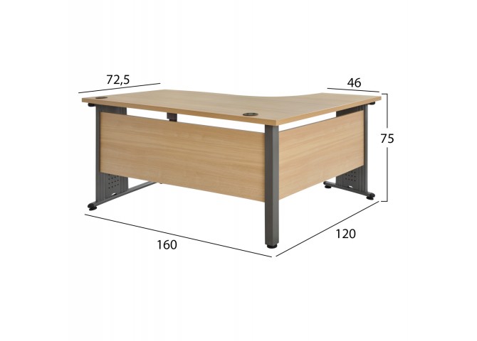 Γωνιακό γραφείο με αριστερή γωνία 160x120cm σε φυσική απόχρωση οξιάς