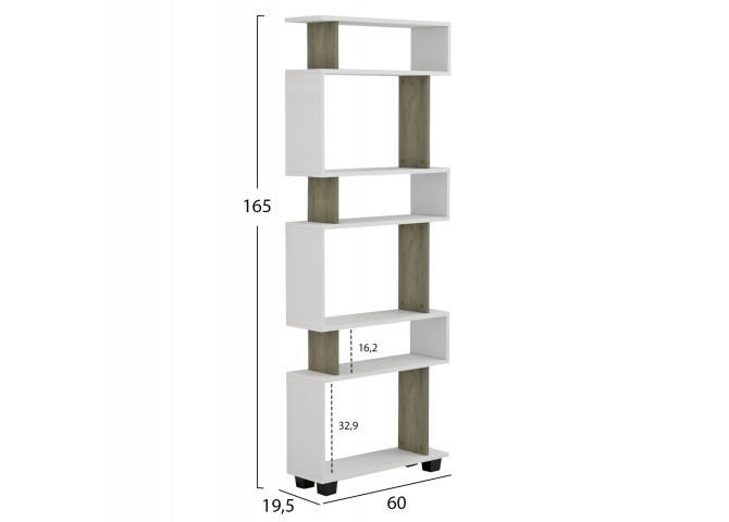 ΒΙΒΛΙΟΘΗΚΗ ΜΕΛΑΜΙΝΗΣ OWL ΚΑΡΥΔΙ ΜΕ ΛΕΥΚΟ 60x19,5x165Yεκ.HM8923.11