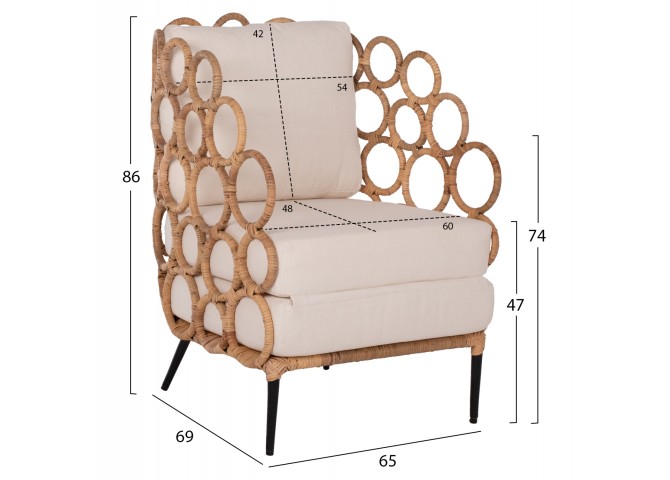 ΠΟΛΥΘΡΟΝΑ HM9341 ΑΠΟ RATTAN-ΜΕΤΑΛΛΟ ΦΥΣΙΚΟ ΧΡΩΜΑ 60X75X81 EK.