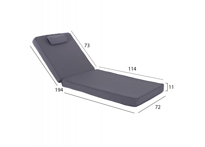 ΜΑΞΙΛΑΡΙ ΞΑΠΛΩΣΤΡΑΣ TEXTILENE 600gr/m2 SIFNOS ΓΚΡΙ HM11237.30T 194x70x11Yεκ.