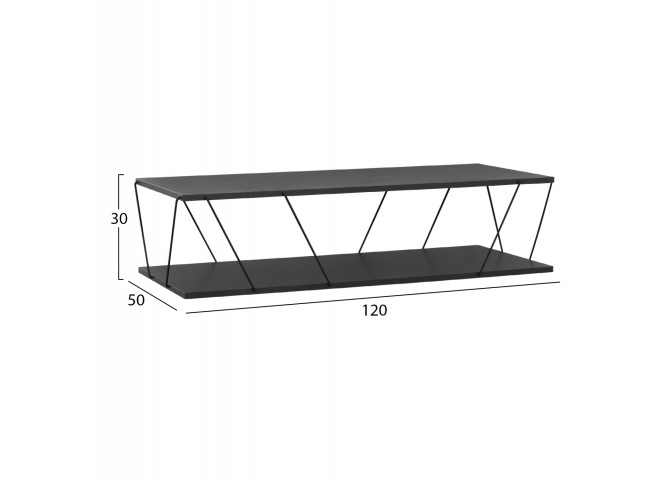 ΤΡΑΠΕΖΙ ΣΑΛΟΝΙΟΥ TARS HM8927.20 ΓΚΡΙ ΜΕ ΜΑΥΡΕΣ ΜΕΤΑΛΛΙΚΕΣ ΒΕΡΓΕΣ 120Χ50Χ30Yεκ.