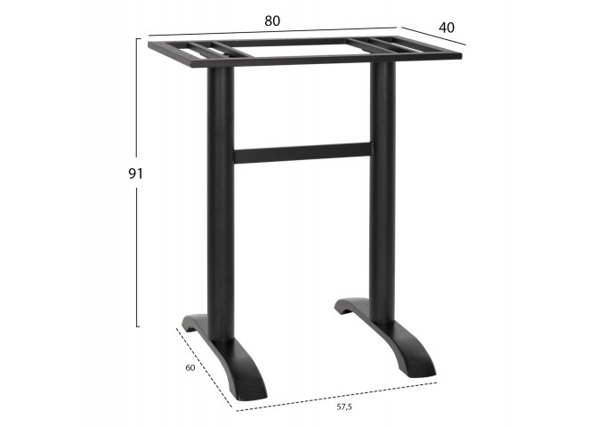 ΒΑΣΗ ΜΕΤΑΛΛΙΚΗ ΔΙΠΛΗ ΜΑΥΡΗ ΜΠΑΡ ΜΕΣΑΙΟΥ ΥΨΟΥΣ 40Χ80Χ91Υεκ. HM479.01