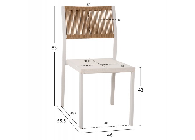 ΚΑΡΕΚΛΑ ΑΛΟΥΜΙΝΙΟΥ ΛΕΥΚΗ ΜΠΕΖ RATTAN & TEXTLINE HM5921.02 46x55,5x83 εκ.