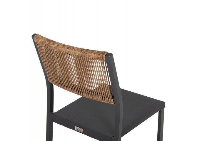 ΚΑΡΕΚΛΑ ΑΛΟΥΜΙΝΙΟΥ ΑΝΘΡΑΚΙ ΜΕ RATTAN ΚΑΙ TEXTLINE HM5921.01 46x55,5x83 εκ.