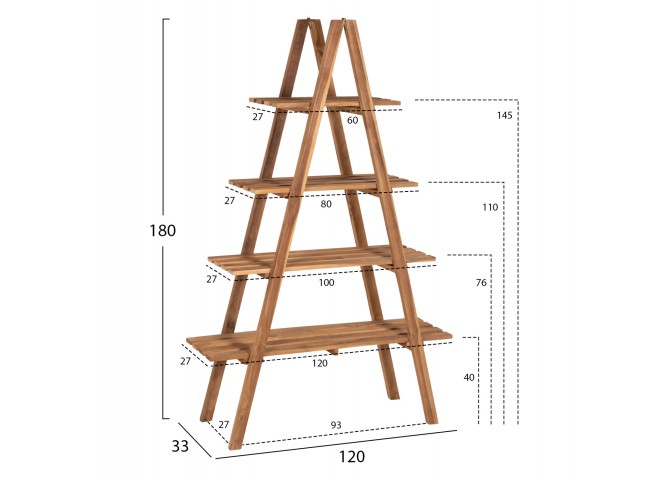 ΒΙΒΛΙΟΘΗΚΗ STAM HM7895 TEAK ΞΥΛΟ ΣΕ ΦΥΣΙΚΟ ΧΡΩΜΑ 120x33x180Y εκ.