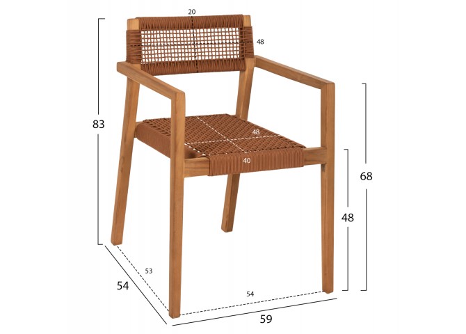 ΠΟΛΥΘΡΟΝΑ CHARLOTTE HM9637.01 ΞΥΛΟ TEAK ΦΥΣΙΚΟ & ΜΠΕΖ ΣΧΟΙΝΙ 59x54x83Y εκ.