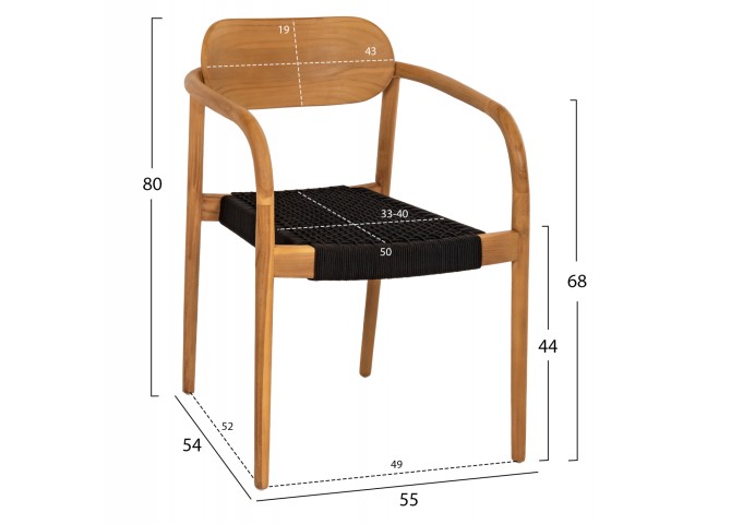 ΠΟΛΥΘΡΟΝΑ OSLO HM9636.02 ΞΥΛΟ TEAK ΦΥΣΙΚΟ & ΜΑΥΡΟ ΣΧΟΙΝΙ 55x54x80Y εκ.