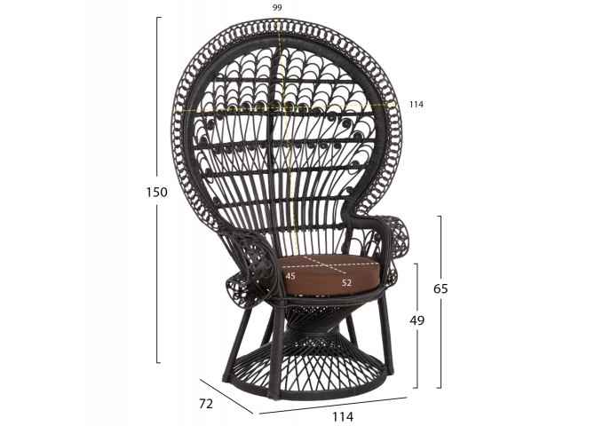 ΠΟΛΥΘΡΟΝΑ ROYAL PEACOCK HM9342.03 BAMBOO ΜΑΥΡΟ-ΜΑΞΙΛΑΡΙ ΚΑΦΕ 114x72x150Yεκ.