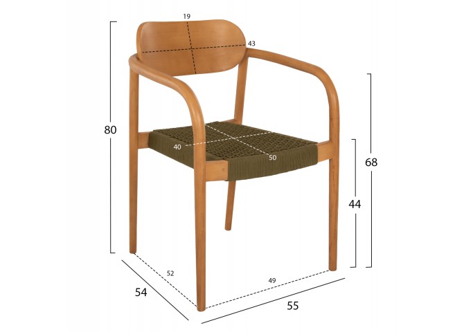 ΠΟΛΥΘΡΟΝΑ OSLO HM9636.05 ΞΥΛΟ TEAK ΦΥΣΙΚΟ & ΠΡΑΣΙΝΟ ΣΧΟΙΝΙ 55x54x80Yεκ.