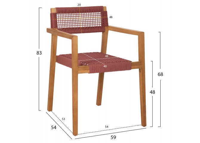 ΠΟΛΥΘΡΟΝΑ CHARLOTTE HM9637.06 ΞΥΛΟ TEAK ΦΥΣΙΚΟ & ΡΟΖ ΣΧΟΙΝΙ 59x54x83Y εκ.