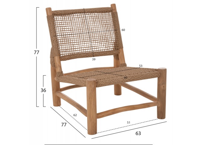 ΚΑΡΕΚΛΑ LONDER HM5986 ΞΥΛΟ TEAK ΣΕ ΦΥΣΙΚΟ ΚΑΙ ΣΥΝΘΕΤΙΚΟ RATTAN 63x77x77Υεκ.