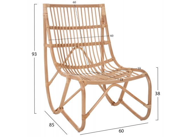 ΠΟΛΥΘΡΟΝΑ GRINN HM9815.01 ΡΑΒΔΟΙ RATTAN ΣΕ ΦΥΣΙΚΟ 60x85x93Yεκ.