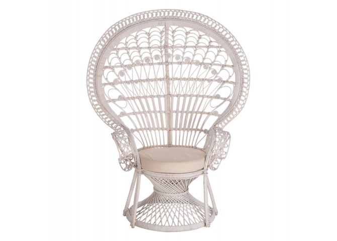 ΠΟΛΥΘΡΟΝΑ ROYAL PEACOCK HM9342.02 RATTAN ΣΕ ΛΕΥΚΟ-ΜΑΞΙΛΑΡΙ ΛΕΥΚΟ 114x72x150Yεκ.