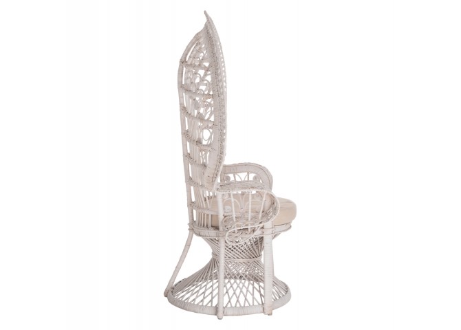 ΠΟΛΥΘΡΟΝΑ ROYAL PEACOCK HM9342.02 RATTAN ΣΕ ΛΕΥΚΟ-ΜΑΞΙΛΑΡΙ ΛΕΥΚΟ 114x72x150Yεκ.