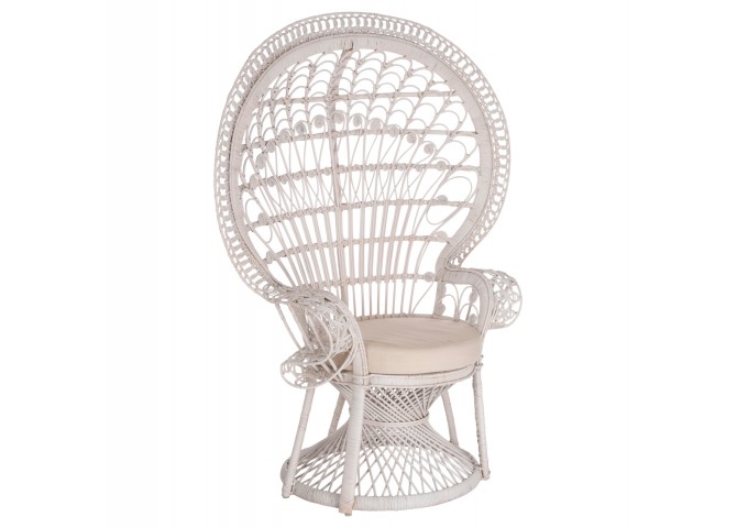 ΠΟΛΥΘΡΟΝΑ ROYAL PEACOCK HM9342.02 RATTAN ΣΕ ΛΕΥΚΟ-ΜΑΞΙΛΑΡΙ ΛΕΥΚΟ 114x72x150Yεκ.