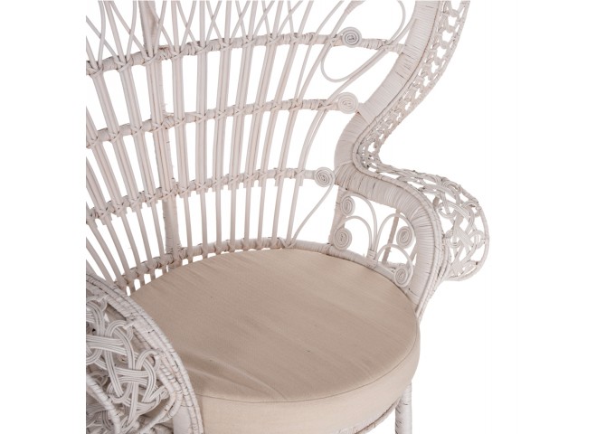 ΠΟΛΥΘΡΟΝΑ ROYAL PEACOCK HM9342.02 RATTAN ΣΕ ΛΕΥΚΟ-ΜΑΞΙΛΑΡΙ ΛΕΥΚΟ 114x72x150Yεκ.