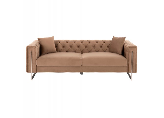 ΚΑΝΑΠΕΣ τ.CHESTERFIELD MOBAR HM3263.03 ΜΠΕΖ ΒΕΛΟΥΔΟ-ΜΕΤΑΛΛΙΚΑ ΠΟΔΙΑ 212x87x68Υεκ