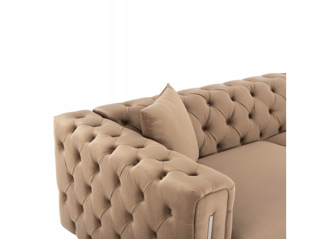 ΚΑΝΑΠΕΣ τ.CHESTERFIELD MOBAR HM3263.03 ΜΠΕΖ ΒΕΛΟΥΔΟ-ΜΕΤΑΛΛΙΚΑ ΠΟΔΙΑ 212x87x68Υεκ