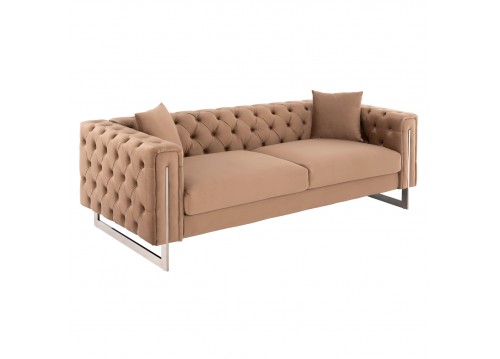 ΚΑΝΑΠΕΣ τ.CHESTERFIELD MOBAR HM3263.03 ΜΠΕΖ ΒΕΛΟΥΔΟ-ΜΕΤΑΛΛΙΚΑ ΠΟΔΙΑ 212x87x68Υεκ