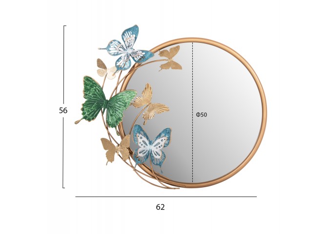 ΚΑΘΡΕΠΤΗΣ ΤΟΙΧΟΥ ΣΤΡΟΓΓΥΛΟΣ ΗΜ4213 ΜΕΤΑΛΛΟ ΣΕ ΧΡΥΣΟ-ΠΡΑΣΙΝΟ-ΜΠΛΕ 62x6,5x56Yεκ.