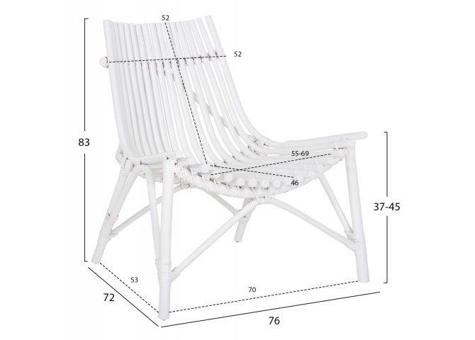 ΚΑΡΕΚΛΑ ΕΞΩΤ.ΧΩΡΟΥ CELLION HM9812.03 ΡΑΒΔΟΙ RATTAN ΣΕ ΛΕΥΚΟ ΧΡΩΜΑ 76x72x83Υεκ.