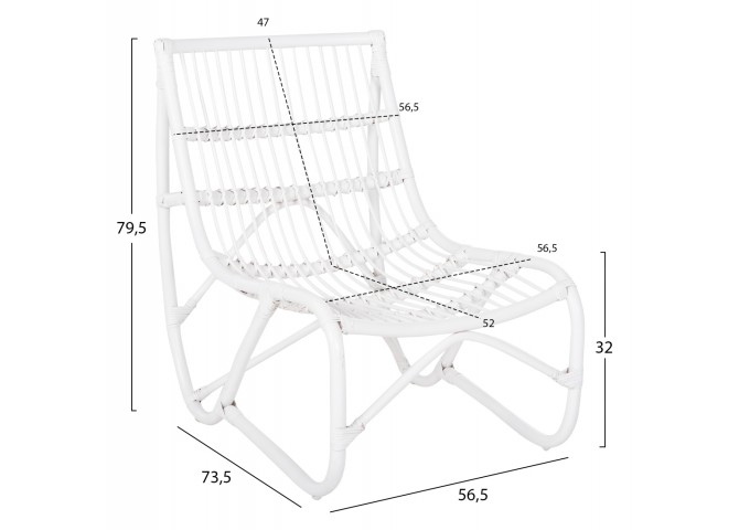 ΠΟΛΥΘΡΟΝΑ GRINN HM9815.03 ΡΑΒΔΟΙ RATTAN ΣΕ ΛΕΥΚΟ 56,5x73,5x79,5Υ εκ.