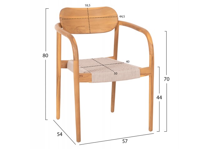 ΠΟΛΥΘΡΟΝΑ OSLO HM9636.07 ΞΥΛΟ TEAK ΦΥΣΙΚΟ & ΜΠΕΖ ΣΧΟΙΝΙ 55x54x80Yεκ.