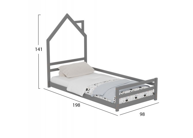 ΚΡΕΒΑΤΙ ΠΑΙΔΙΚΟ HOUSER HM676.05 τ.MONTESSORI ΞΥΛΟ ΠΕΥΚΟ ΓΚΡΙ- 190x90εκ