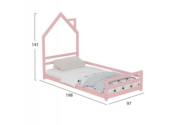 ΚΡΕΒΑΤΙ ΠΑΙΔΙΚΟ HOUSER HM676.06 τ.MONTESSORI ΞΥΛΟ ΠΕΥΚΟ ΡΟΖ- 190x90εκ