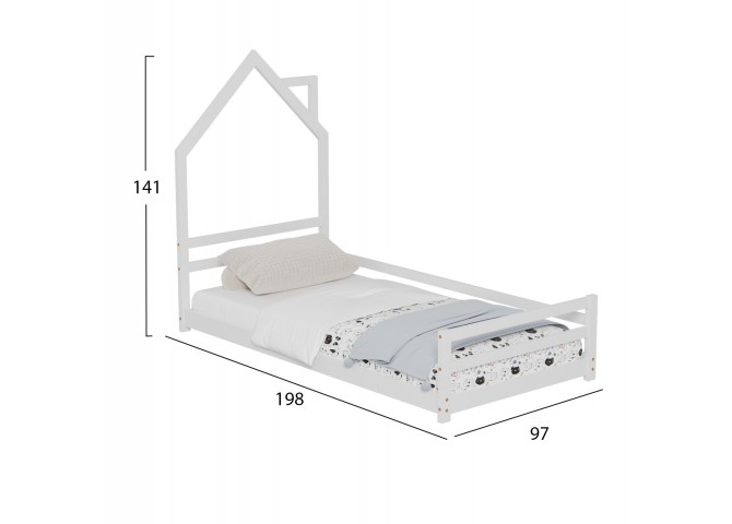 ΚΡΕΒΑΤΙ ΠΑΙΔΙΚΟ HOUSER HM676.03 τ.MONTESSORI ΞΥΛΟ ΠΕΥΚΟ ΛΕΥΚΟ- 190x90εκ