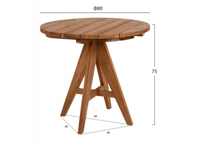 ΤΡΑΠΕΖΙ LEO HM9623.11 ΣΤΡΟΓΓΥΛΟ ΜΑΣΙΦ ΞΥΛΟ ΤΕΑΚ Φ80x75Υεκ.