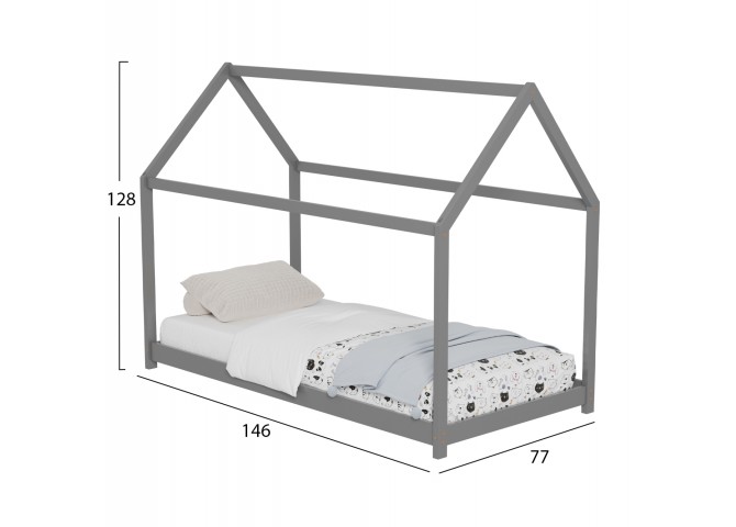 ΚΡΕΒΑΤΙ ΠΑΙΔΙΚΟ PEPE HM678.05 τ.MONTESSORI ΞΥΛΟ ΠΕΥΚΟ ΓΚΡΙ- 140x70εκ